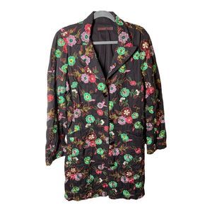 Johnny Was Embroidered Brown Floral Trench Coat Size L